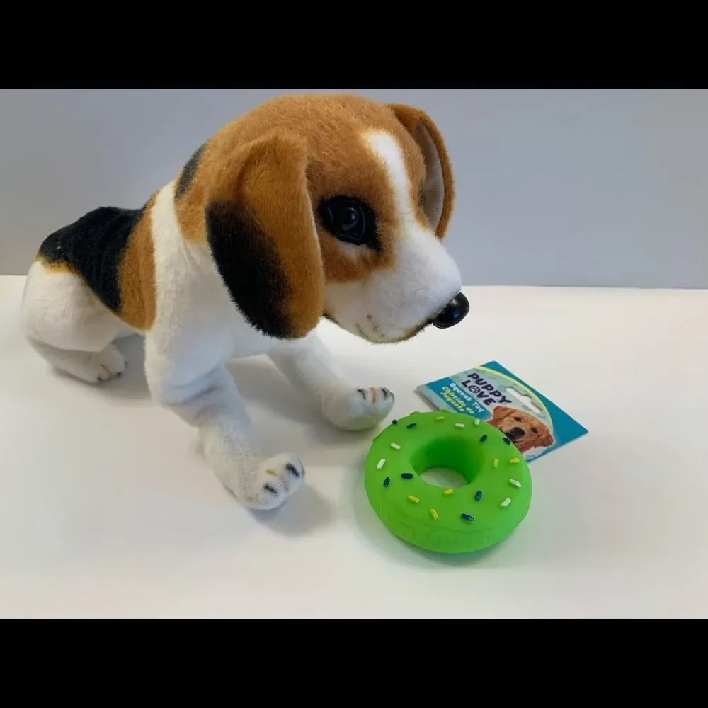 Donut With Sprinkles- Dog Squeak Toy- Green